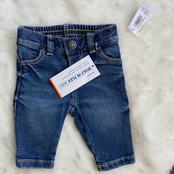 Old Navy Built-in Flex Max Skinny Blue Denim Jeans  Stretch Size 0-3 Months - Picture 1 of 5